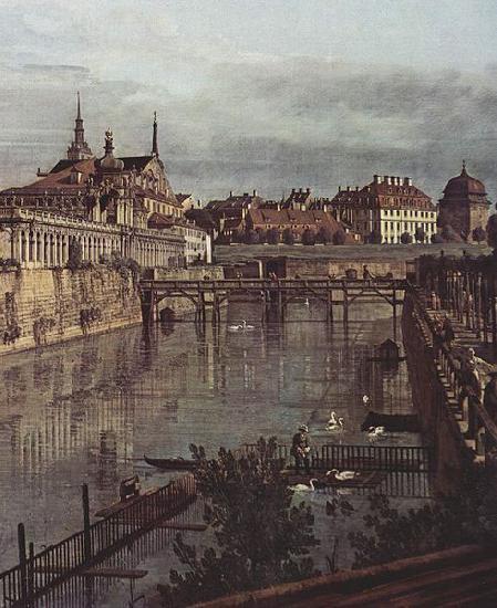Bernardo Bellotto Ansicht von Dresden, Der alte Wassergraben des Zwingers, von der Orangerie Richtung Stadt aus gesehen France oil painting art
